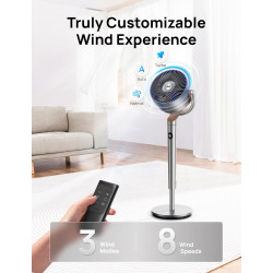 DREO 20 dB Smart Ventilateur Silencieux sur Pied, Oscillation à 120° + 120°, Ventilateurs Puissants avec Télécommande, Portée de