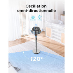 Dreo 23dB Intelligent ventilateur sur pied silencieux, 24M portée, volume d'air 1200m³/h, turbo circulateur, 102CM hauteur, 6 mo