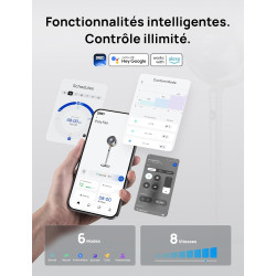 Dreo 23dB Intelligent ventilateur sur pied silencieux, 24M portée, volume d'air 1200m³/h, turbo circulateur, 102CM hauteur, 6 mo