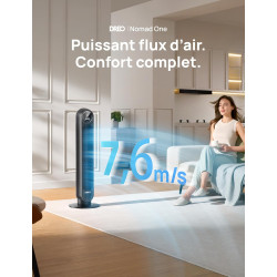 DREO 20dB ventilateur colonne silencieux, Vitesse 7,6 m/s - Oscillant à 90° ventilateurs tour pour chambre, 92 cm de haut, Téléc