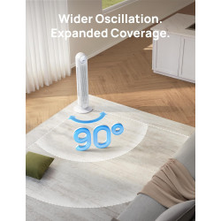 DREO Ventilateur tour intelligent avec fonction WiFi, ventilateur silencieux avec contrôle vocal et télécommande, oscillation à 