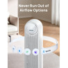 DREO Ventilateur tour intelligent avec fonction WiFi, ventilateur silencieux avec contrôle vocal et télécommande, oscillation à 