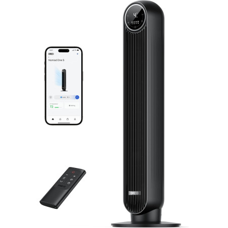 Dreo Ventilateur tour intelligent avec fonction WiFi, ventilateur silencieux avec contrôle vocal et télécommande, oscillation à 