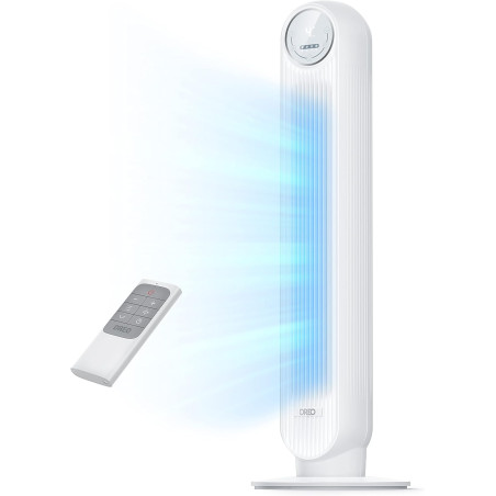Dreo ventilateur colonne silencieux, Vitesse 7,6 m/s - Oscillant à 90° ventilateurs tour pour chambre, 92 cm de haut, Télécomman