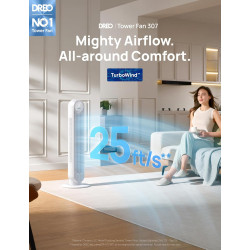 Dreo ventilateur colonne silencieux, Vitesse 7,6 m/s - Oscillant à 90° ventilateurs tour pour chambre, 92 cm de haut, Télécomman