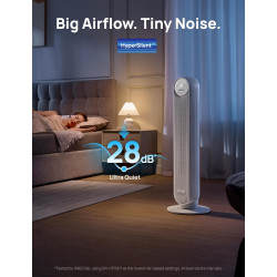 Dreo ventilateur colonne silencieux, Vitesse 7,6 m/s - Oscillant à 90° ventilateurs tour pour chambre, 92 cm de haut, Télécomman