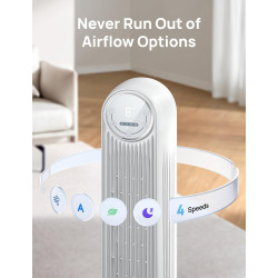 Dreo ventilateur colonne silencieux, Vitesse 7,6 m/s - Oscillant à 90° ventilateurs tour pour chambre, 92 cm de haut, Télécomman
