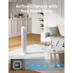 Dreo ventilateur colonne silencieux, Vitesse 7,6 m/s - Oscillant à 90° ventilateurs tour pour chambre, 92 cm de haut, Télécomman