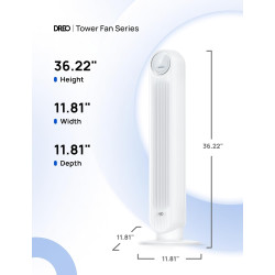 Dreo ventilateur colonne silencieux, Vitesse 7,6 m/s - Oscillant à 90° ventilateurs tour pour chambre, 92 cm de haut, Télécomman