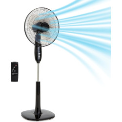Amazon Basics Ventilateur sur Pied 40 cm avec Télécommande, pour Chambre, Salon, Bureau, 3 Vitesses, 3 Modes, Minuterie, Pales D