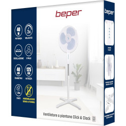 BEPER P206VEN103 Ventilateur sur pied 3 pales, hauteur réglable jusqu'à 125 cm, 3 vitesses, oscillation automatique, montage fac