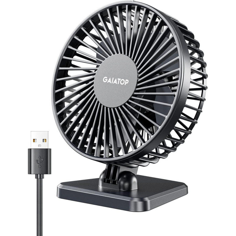 Gaiatop Ventilateur de bureau USB, petit mais puissant, personnel, portable, silencieux, 3 vitesses, mini ventilateur de bureau 
