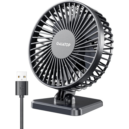 Gaiatop Ventilateur de bureau USB, petit mais puissant, personnel, portable, silencieux, 3 vitesses, mini ventilateur de bureau 