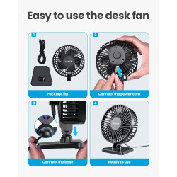 Gaiatop Ventilateur de bureau USB, petit mais puissant, personnel, portable, silencieux, 3 vitesses, mini ventilateur de bureau 