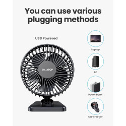 Gaiatop Ventilateur de bureau USB, petit mais puissant, personnel, portable, silencieux, 3 vitesses, mini ventilateur de bureau 