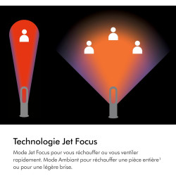 Dyson Hot+Cool Jet Focus Chauffage et ventilateur AM09 – 2-en-1 : chauffe et refroidit avec flux d’air puissant (Blanc/Argent)