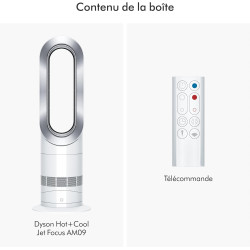 Dyson Hot+Cool Jet Focus Chauffage et ventilateur AM09 – 2-en-1 : chauffe et refroidit avec flux d’air puissant (Blanc/Argent)