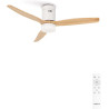 CREATE / WINDCALM M/Ventilateur de plafond ABS avec lumière et télécommande blanc pales effet bois clair / 40W, Silencieux, Ø132