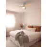 CREATE / WINDCALM M/Ventilateur de plafond ABS avec lumière et télécommande blanc pales effet bois clair / 40W, Silencieux, Ø132
