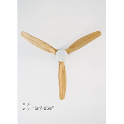 CREATE / WINDCALM M/Ventilateur de plafond ABS avec lumière et télécommande blanc pales effet bois clair / 40W, Silencieux, Ø132