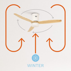 CREATE / WINDCALM M/Ventilateur de plafond ABS avec lumière et télécommande blanc pales effet bois clair / 40W, Silencieux, Ø132