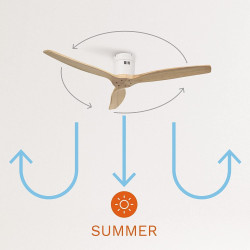 CREATE / WINDCALM M/Ventilateur de plafond ABS avec télécommande blanc pales effet bois clair / 40W, Silencieux, Ø132 cm, 6 vite
