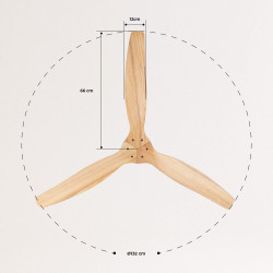 CREATE / WINDCALM M/Ventilateur de plafond ABS avec télécommande blanc pales effet bois clair / 40W, Silencieux, Ø132 cm, 6 vite