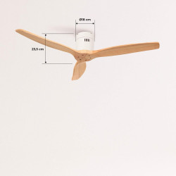 CREATE / WINDCALM M/Ventilateur de plafond ABS avec télécommande blanc pales effet bois clair / 40W, Silencieux, Ø132 cm, 6 vite