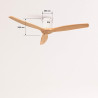 CREATE / WINDCALM M/Ventilateur de plafond ABS avec télécommande blanc pales effet bois clair / 40W, Silencieux, Ø132 cm, 6 vite