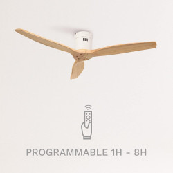CREATE / WINDCALM M/Ventilateur de plafond ABS avec télécommande blanc pales effet bois clair / 40W, Silencieux, Ø132 cm, 6 vite
