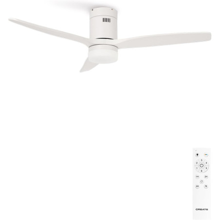 CREATE / WINDCALM M/Ventilateur de plafond ABS avec lumière et télécommande blanc / 40W, Silencieux, Ø132 cm, 6 vitesses, minute