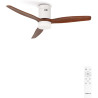 CREATE / WINDCALM M/Ventilateur de plafond ABS avec lumière et télécommande blanc pales effet bois foncé / 40W, Silencieux, Ø132