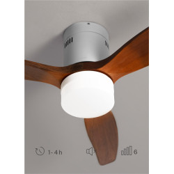 CREATE / WINDCALM M/Ventilateur de plafond ABS avec lumière et télécommande blanc pales effet bois foncé / 40W, Silencieux, Ø132