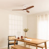 CREATE / WINDCALM M/Ventilateur de plafond ABS avec lumière et télécommande blanc pales effet bois foncé / 40W, Silencieux, Ø132