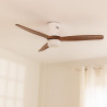 CREATE / WINDCALM M/Ventilateur de plafond ABS avec lumière et télécommande blanc pales effet bois foncé / 40W, Silencieux, Ø132