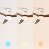 CREATE / WINDCALM M/Ventilateur de plafond ABS avec lumière et télécommande blanc pales effet bois foncé / 40W, Silencieux, Ø132