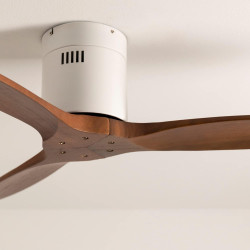 CREATE / WINDCALM M/Ventilateur de plafond ABS avec télécommande blanc pales effet bois foncé / 40W, Silencieux, Ø132 cm, 6 vite