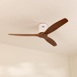 CREATE / WINDCALM M/Ventilateur de plafond ABS avec télécommande blanc pales effet bois foncé / 40W, Silencieux, Ø132 cm, 6 vite