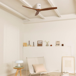 CREATE / WINDCALM M/Ventilateur de plafond ABS avec télécommande blanc pales effet bois foncé / 40W, Silencieux, Ø132 cm, 6 vite