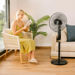 Cecotec - ventilateur sur pied energysilence 515 maxflow noir - 45 w, diamètre 30 cm, 5 pales, 3 vitesses, minuterie jusqu’à 1 h