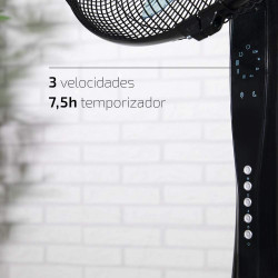 Cecotec ventilateur sur pied avec télécommande et minuterie energysilence 530 power connected noir. 50 w, 5 pales de 40 cm, 3 vi