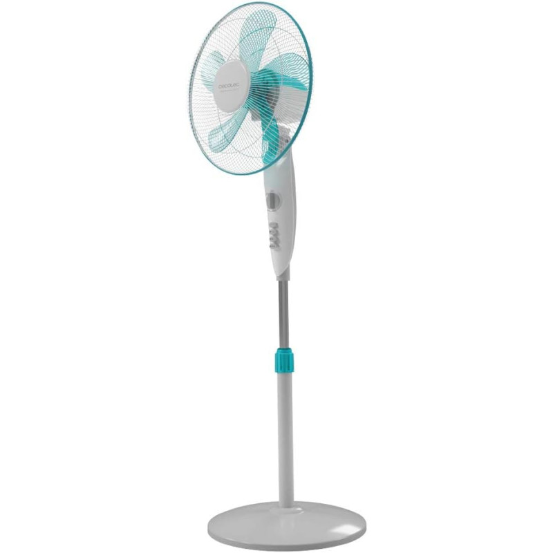 Cecotec ventilateur sur pied avec minuterie energysilence 520 power blanc. 50 w, 5 pales de 40 cm de diamètre, oscillant, 4 vite