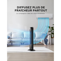 Midea Ventilateurs colonne avec Télécommande, Oscillation Silencieuse, Ventilateur Puissant, Affichage LED, 3 Modes, Minuterie 7