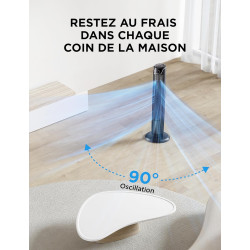 Midea Ventilateurs colonne avec Télécommande, Oscillation Silencieuse, Ventilateur Puissant, Affichage LED, 3 Modes, Minuterie 7