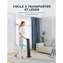 Midea Ventilateurs colonne avec Télécommande, Oscillation Silencieuse, Ventilateur Puissant, Affichage LED, 3 Modes, Minuterie 7