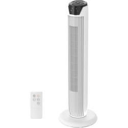 Midea Blanc Ventilateurs colonne avec Télécommande, Oscillation Silencieuse, Ventilateur Puissant, Affichage LED, 3 Modes, Minut