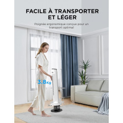 Midea Blanc Ventilateurs colonne avec Télécommande, Oscillation Silencieuse, Ventilateur Puissant, Affichage LED, 3 Modes, Minut