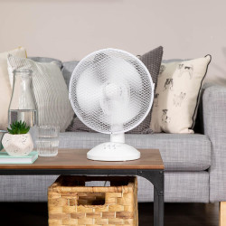 Russell Hobbs Rhpdf0921 Ventilateur De Bureau Portable 22.9 Cm, 2 Vitesses, Oscillation Grand Angle, Fonctionnement Silencieux, 