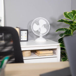 Russell Hobbs Rhpdf0921 Ventilateur De Bureau Portable 22.9 Cm, 2 Vitesses, Oscillation Grand Angle, Fonctionnement Silencieux, 