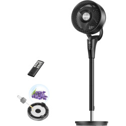 DREO Ventilateur sur Pied Silencieux pour Chambre [Amélioré], Flux d’Air 27m, 20dB, Oscillation 90°, Moteur DC, 8 Vitesses, 3 Mo